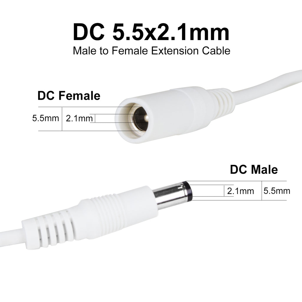 CasaCam 15FT power extension cable for CasaCam Outdoor Security Camera (VS6102, VS6104, VC6000, VC46) - CasaCam