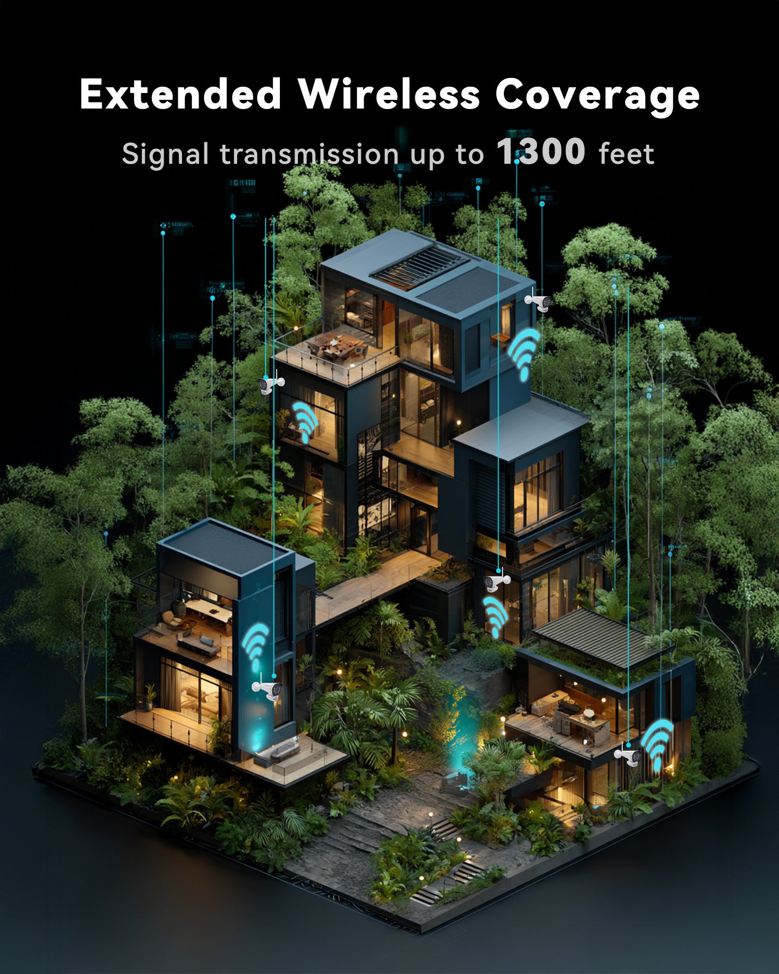 CasaCam GuardianCam Pro | 8 - Channel Wireless Security Camera System, 10.1” Touchscreen Monitor and 4 X 2K Outdoor Floodlight Cameras | AC Powered, Free App, 64GB Micro SD Card. Model VS6104 - 64 - CasaCam