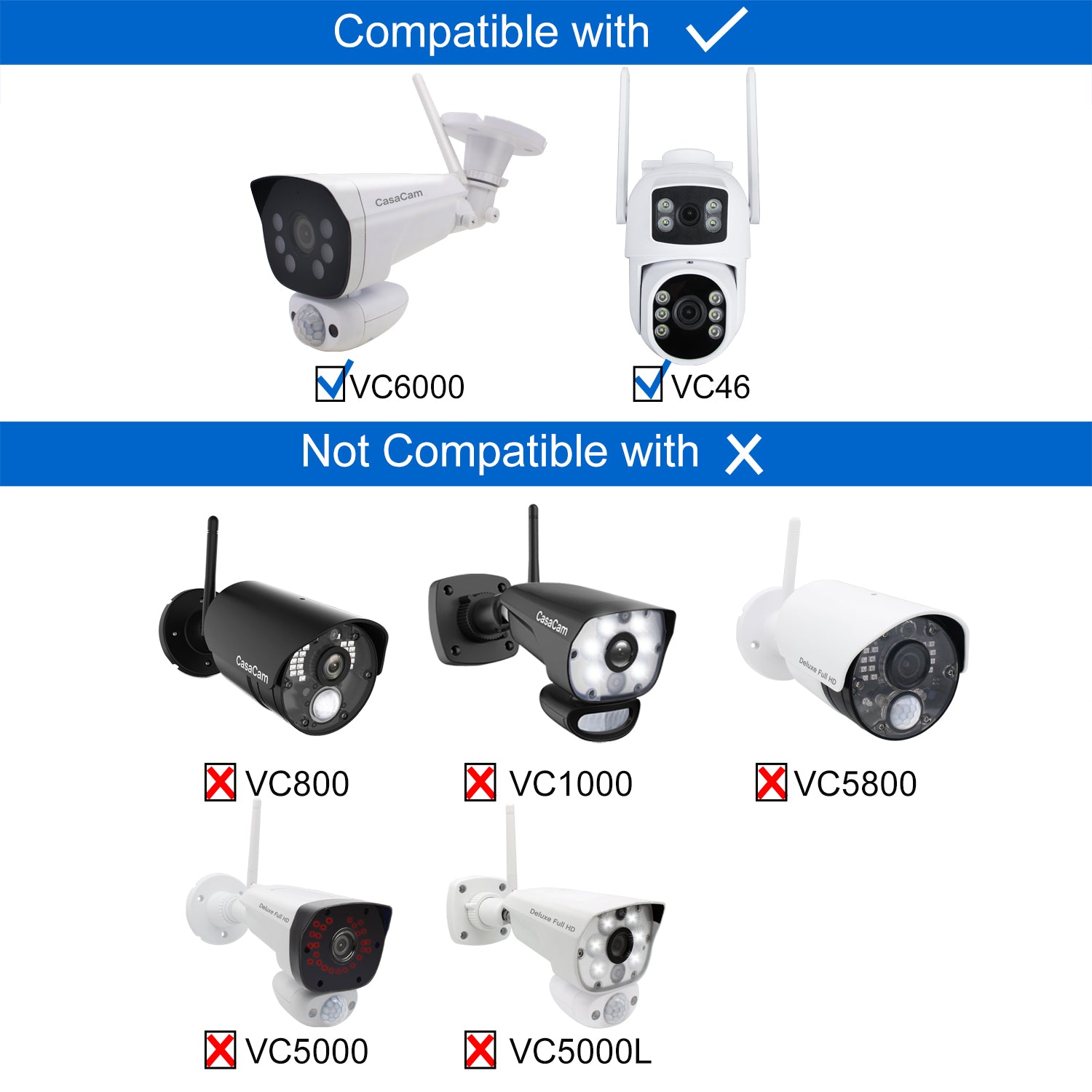 CasaCam 15FT power extension cable for CasaCam Outdoor Security Camera (VS6102, VS6104, VC6000, VC46) - CasaCam