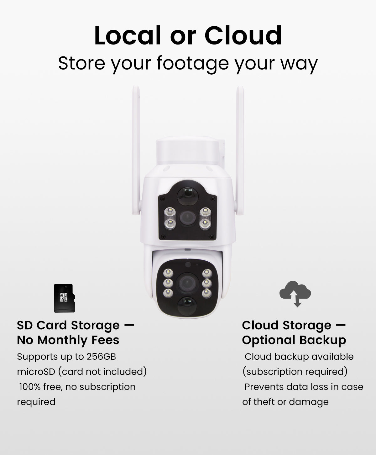 CasaCam SolCam | Outdoor Solar Camera, 4MP+4MP Dual Lens, Dual PIR Motion Sensors, 2.4G/5G WiFi, Local SD Card & Cloud Storage, Auto Tracking, Human Detection, Color Night Vision, 2 Pack (WS26 - 2) - CasaCam